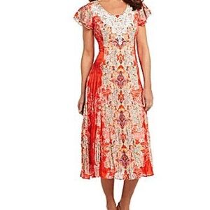 Reba mirror, print flutter sleeve midi dress 16